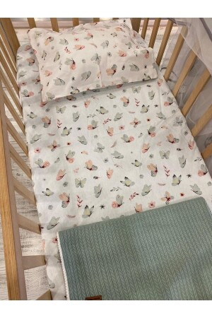 Kumaş Bebek-çocuk Lastikli Çarşaf Takımı - Yastık Kılıfı-lastikli Çarşaf-ponponlu Pike SET200 - HEYBELİ ORGANİK