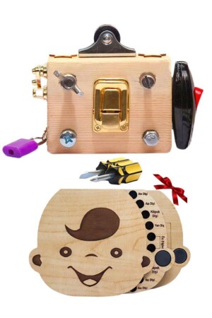 م.ن.ز-مونتيسوري التعليمية المطورة الذكاء الحركي الجميل و الطفل الوجه أسنان الألبوم الألعاب الخشبية مجموعة الهدية الخشبأسن - KUMİ