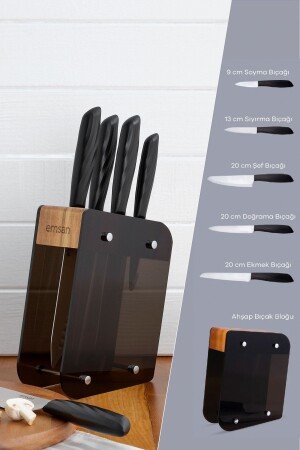 Kumsal Siyah Standlı Bıçak Seti 6 Parça KUMSL6BST - Emsan