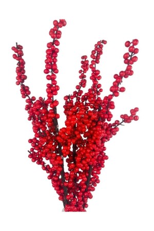 Künstliche Blume Kokina, langer Zweig, 90 cm, Weihnachtsblume, rote Beere - 2