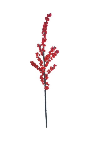 Künstliche Blume Kokina, langer Zweig, 90 cm, Weihnachtsblume, rote Beere - 4