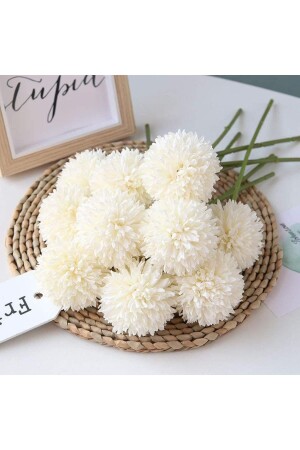 Künstliche Blumen-Chrysanthemen-Schneeball-Creme, 7 separate Einzelzweigbündel - 2