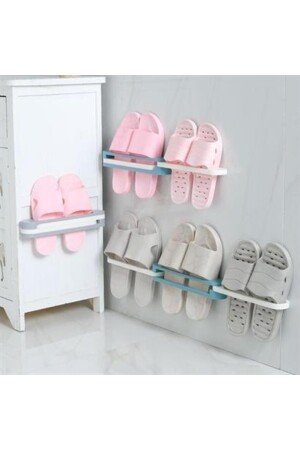 Kunststoff-Badezimmer-Hausschuhe und Handtuchhalter, tragbar, praktisch, hinter der Wand, selbstklebendes Schuhregal, C12YT0178 - 4