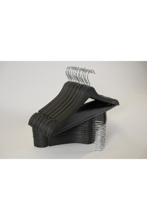 Kunststoff in Holzoptik, A-Qualität, 48 schwarze Kleiderbügel. 48-schwarzer Kleiderbügel - 4
