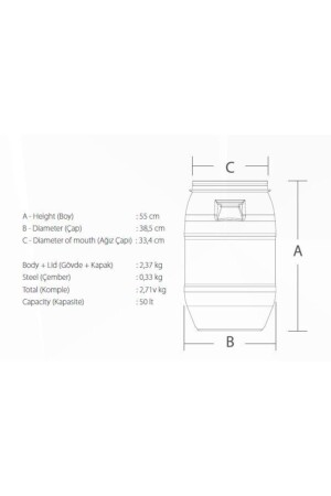 Kunststofffass – Kanister 50 Lt. Gehäuse aus 100 % HDPE, auslaufsichere Metallringdichtung TRP002 - 4