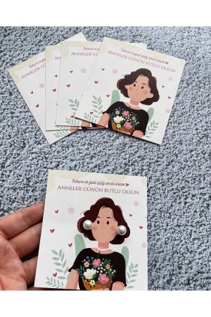 مجموعة الأقراط / موضوع عيد الأم - 10 قطع - Eylülün Etiket Fabrikası