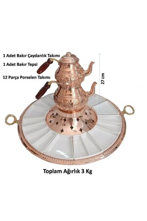 Kupfer-Frühstücksset inklusive Teekannen-Tablett, Porzellan-Frühstücks-Kupfer-gestickte Teekanne mit Gel bkrset2 - 4