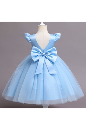 Kurdela Detaylı Açık Mavi Kız Çocuk Tütülü Elbise NSM02G - 1