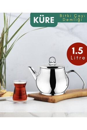 Küre 1.50 Lt. Paslanmaz Çelik Bitki Çayı Demliği küre 1.5 litre çelik - 1