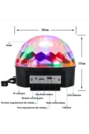 Küre Disko Topu Müzik Çalar Renkli Lazer Işıklı Bluetooth Sese Duyarlı Işıklar Disko Parti Işığı ART002020DSC02 - 7