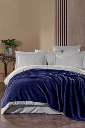 Kürk Battaniye Çift Kişilik Noa Lacivert 0110010109020 - Elart