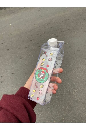 Kuromi Yılbaşı Özel Suluk 500ml Mika Süt Kutu Tasarımlı Su Kahve İçecek Şişesi Hello Kitty Starbucks - 2