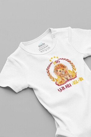 Kurzarm-Baby-Body mit Löwe-Schriftzug, 100 % Baumwolle, Galatasaray-Baby-Body Baby Zıbın 5627k - 1