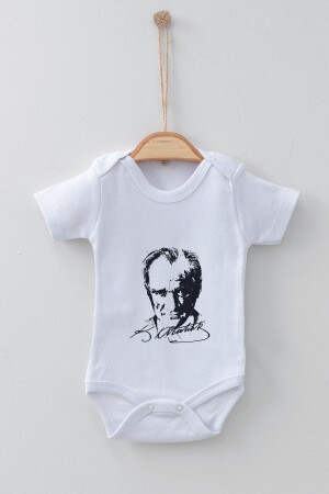 Kurzarm-Body aus 100 % Bio-Baumwolle mit Atatürk-Muster. Baby-Body - 1