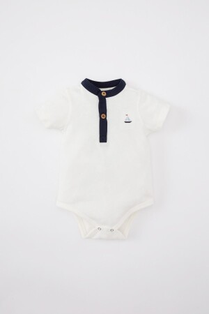 Kurzarm-Body aus Piqué mit Knopfkragen und Druckknopfverschluss für Babys (Jungen) B9508A524SM - 1