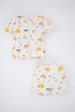 Kurzarm-Pyjama-Set aus gemusterter, gerippter Bio-Baumwolle mit kurzen Ärmeln für Babys (Jungen) Z4292A223SP - 5