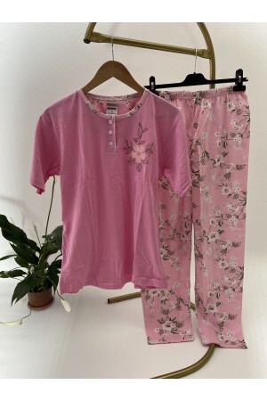 Kurzarm-Pyjama-Set für Damen in Übergröße - 1