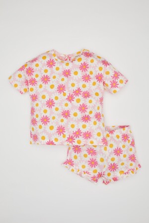 Kurzarm-T-Shirt-Shorts mit Blumenmuster für Babys, 2er-Set Z8976a224sm - 1