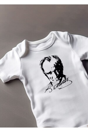 Kurzärmeliger Baby-Body mit ATATÜRK-Schriftzug aus 100 % Baumwolle - 1