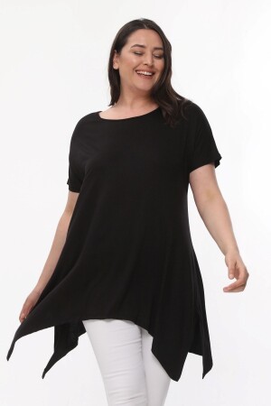 Kurzärmlige Basic-Bluse mit Schlitz in Übergröße - 1