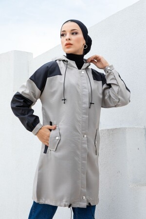 Kurzer zweifarbiger Nerz-Trenchcoat für Damen - 1