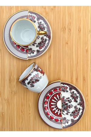 Kütahya Apollo-Serie, doppelt gemustertes Kaffeetassen-Set für 2 Personen, Präsentationsset 12345673 - 4