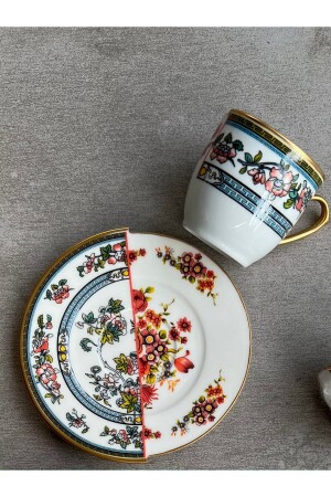 Kütahya Kaffeetassen-Set mit zwei Mustern, Doppelmuster, blaue Serie für 2 Personen, PDFMT12345677 - 4