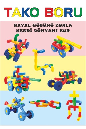 Kutusuz Tako Borular 72 Parça Renkli Eğitici Boru Lego Oyunu - 2