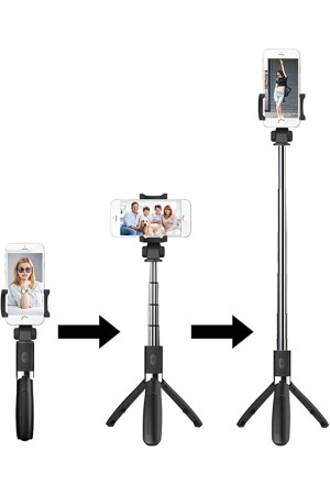 L01 Selfie Çubuğu Tripod Bluetooth Destekli Stick Kablosuz Uzaktan Kumandalı beb1003232327 - 1