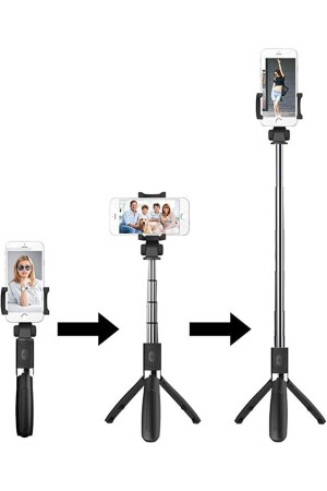 L01 Selfie Çubuğu Tripod Bluetooth Destekli Stick Kablosuz Uzaktan Kumandalı - 1