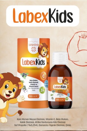 Labex Kids Çinko Kekik Beta Glukan Karamürver Çocuk Multivitamin Şurup 150 ml - 4