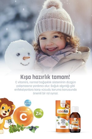 Labex Kids Çinko Kekik Beta Glukan Karamürver Çocuk Multivitamin Şurup 150 ml - 6