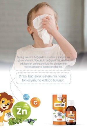 Labex Kids Çinko Kekik Beta Glukan Karamürver Çocuk Multivitamin Şurup 150 ml - 7