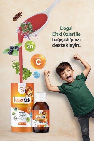 Labex Kids Çinko Kekik Beta Glukan Karamürver Çocuk Multivitamin Şurup 150 ml - 8