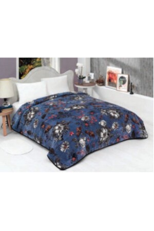 Lacasa Lüks Vizon Büyük Boy 1095 Mavi Battaniye 200x240 Hem Battaniye & Hem Yatak Örtüsü - Mink