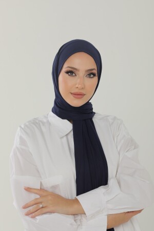 Lacivert Luxury Penye Şal - Kadın Tesettür Jersey Hijab Lycra Shawl - 4