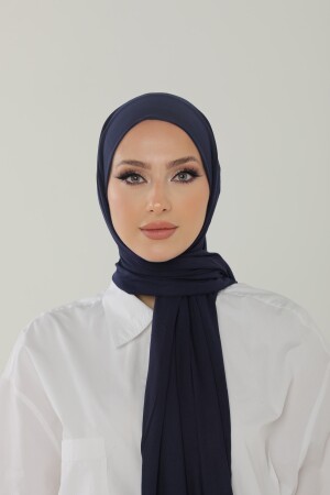 Lacivert Luxury Penye Şal - Kadın Tesettür Jersey Hijab Lycra Shawl - 5