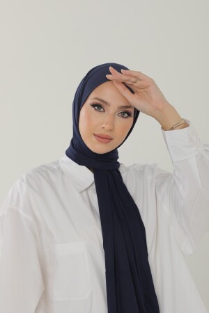 Lacivert Luxury Penye Şal - Kadın Tesettür Jersey Hijab Lycra Shawl - 6