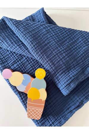 Lacivert Organik Pamuk 4 Katlı Müslin Örtü (100X120 CM) MS-L - İts Nugu