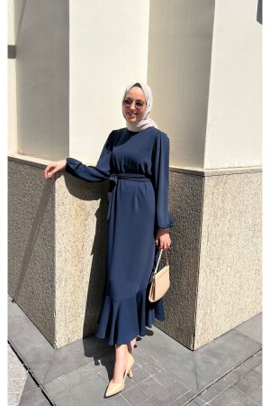 Lacivert Volenli Elbise - Demetaksoycollection
