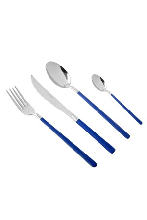 Lackblau glänzendes 24-teiliges Dessertgabel-Löffel-Messer-Set für 6 Personen 500. 01. 01. 8133 - 4