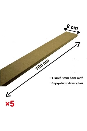 ® Lackierbare 100 x 8 x 6 mm rohe MDF-Wandlatte im skandinavischen Stil, 1 Packung (5 Stück) - 7