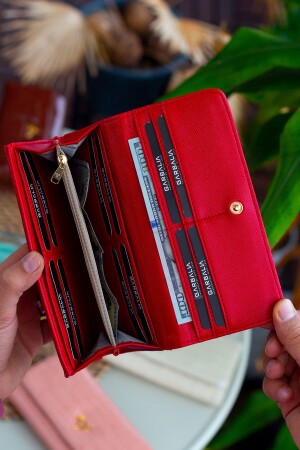 Lady Technological Leder-Krokodilmuster. Stilvolle rote Damen-Geldbörse mit vielen Kartenhaltern und Münzfächern LADYCROCO - 4