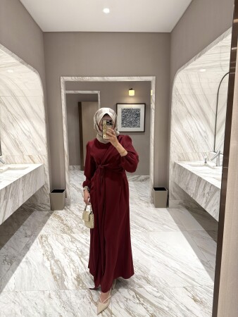 Lady Uzun Elbise - Bordo - Duendeca