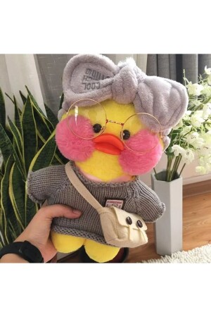 Lalafanfan Kawaii gelbe Farbe Cartoon 30 cm Ente Plüsch Geburtstagsgeschenk Ente mit Zubehör - 4