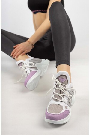 Lambırlent 2133 Kadın Fashion Spor Sneaker Ayakkabı BEYAZ-MOR - 1