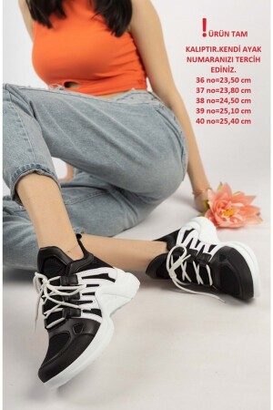 Lambırlent 2133 Kadın Fashion Spor Sneaker Ayakkabı SİYAH-BEYAZ - 1