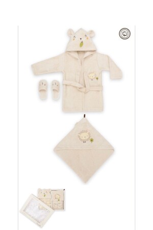 Lamm-Bademantel-Set für Babys, Mädchen, Jungen, 0–3 Jahre, 100 % natürliche Baumwolle - 5