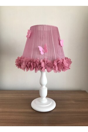 Lampenschirm und Rahmen für Baby- und Kinderzimmer, staubige Rose, Blumen-Schmetterlings-Lampenschirm, Rahmen, getrocknete Rose, Schmetterling - 3