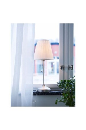 Lampenschirm, vernickelt-weiß Meridyendukkan Tischlampe 55 cm 75 W abajurr - 6